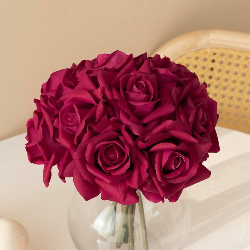 DUYONE Artificial Roses Single Stem 10pcs Fake Silk Flower Arrangement Bouquet Real Touch for Hom... | Amazon (US)