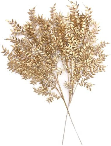 Artificial Golden Leaves Plants for Christmas Decoration Tall 30 Inch, Fake Plant Grass Plant Bushes | Amazon (US)