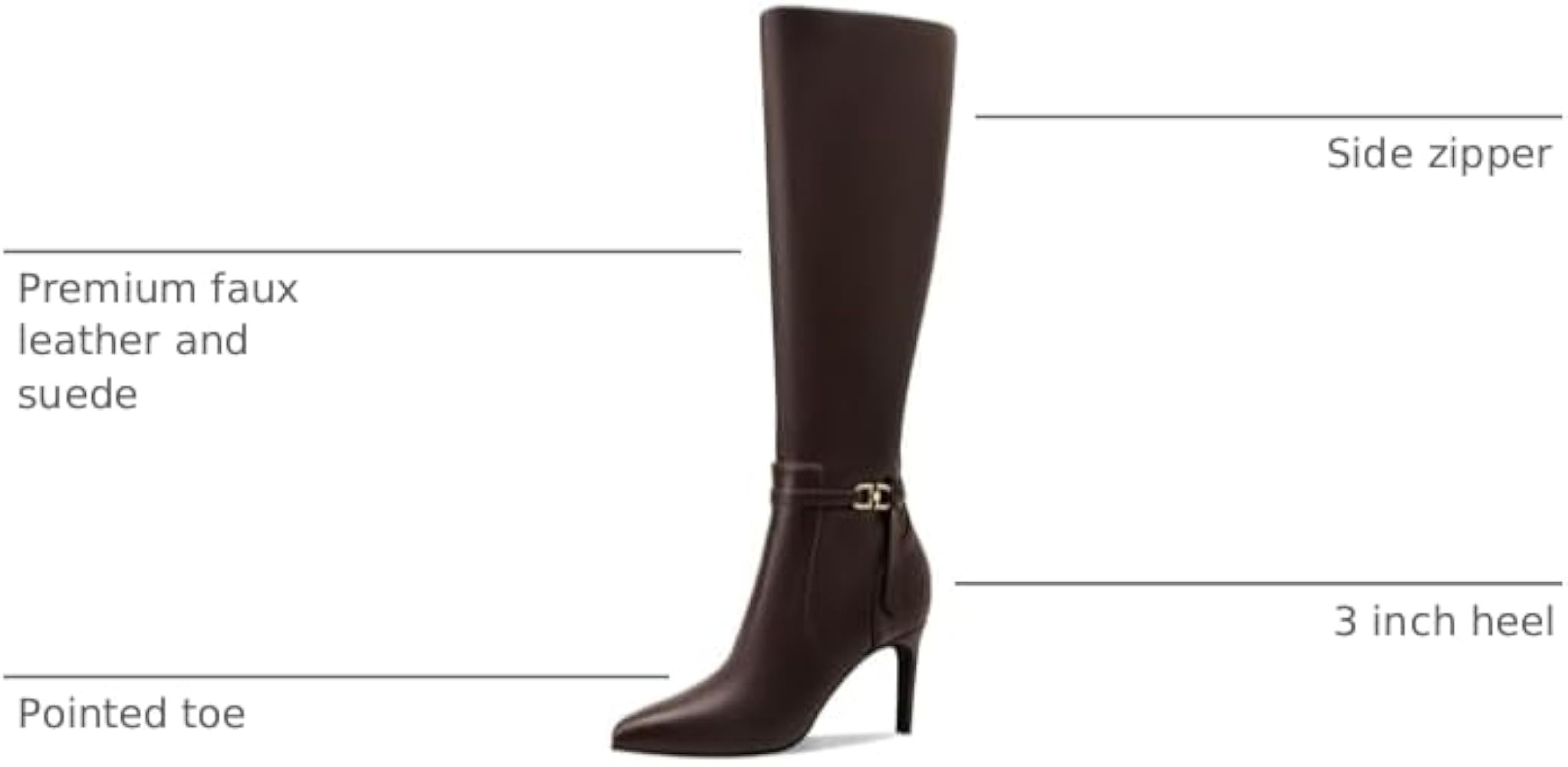 Women's Knee High Boots Women Mid Heel Pointed Toe Tall Boots for Women High Heel Side Zipper wit... | Amazon (US)