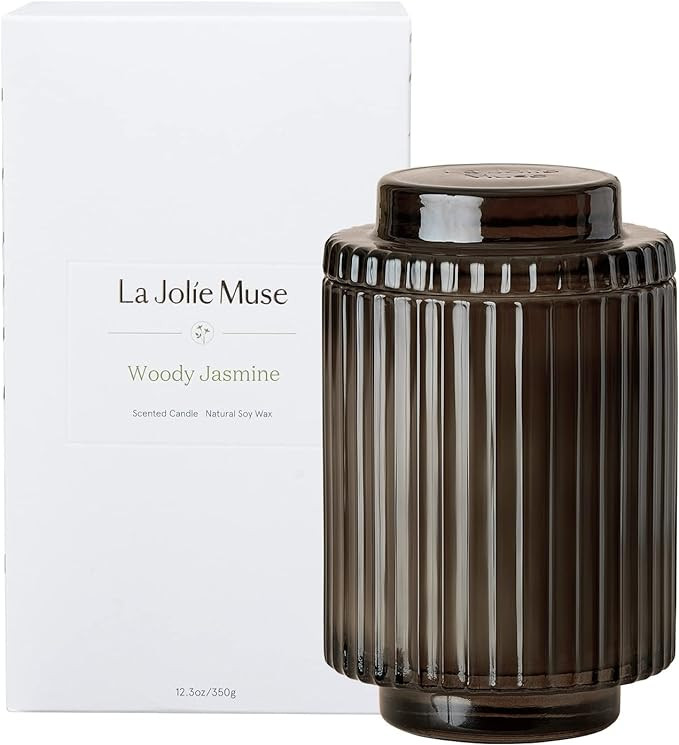 LA JOLIE MUSE Woody Jasmine Candles for Home Scented - Luxury Jar Candles with Aesthetic Glass, C... | Amazon (US)