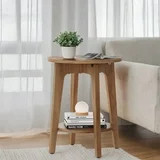 Round End Table Farmhouse Small Side Table Living Room Corner Table Drink Table Rustic Walnut | Walmart (US)