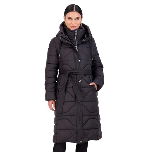 Vince Camuto Hooded Women's Puffer Jacket, Womens Onion-Quilted Long Winter Coat, Black-S | Amazon (US)