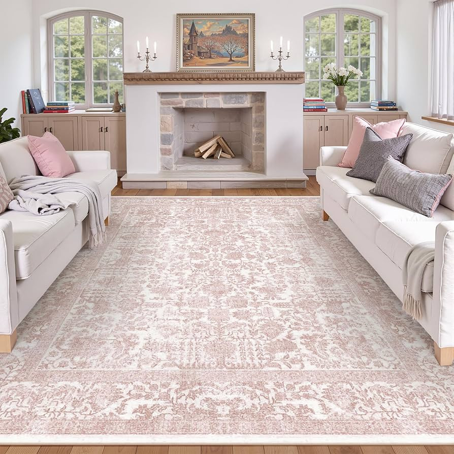 Vintage Rose Waschbarer Teppich Wohnzimmer 240x300cm Retro Rugs for Living Room Weich rutschfest ... | Amazon (DE)