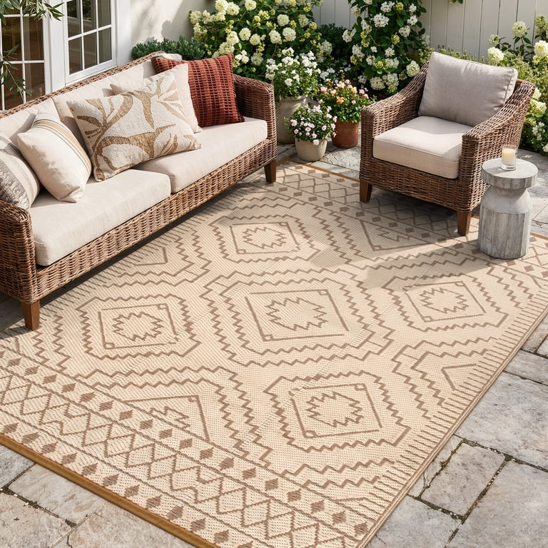 RUG ROBOT 6'x9' Waterproof Outdoor Rug, Reversible Plastic Straw Outside Carpet for Backyard, Pat... | Walmart (US)
