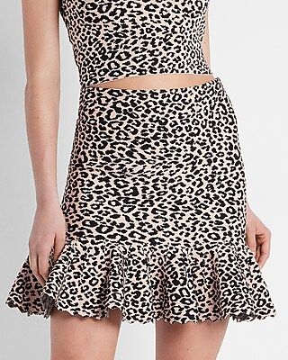 Body Contour Leopard Print Ruffle Hem Mini Skirt | Express