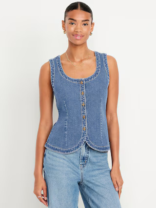 Sleeveless Longline Denim Vest | Old Navy (US)