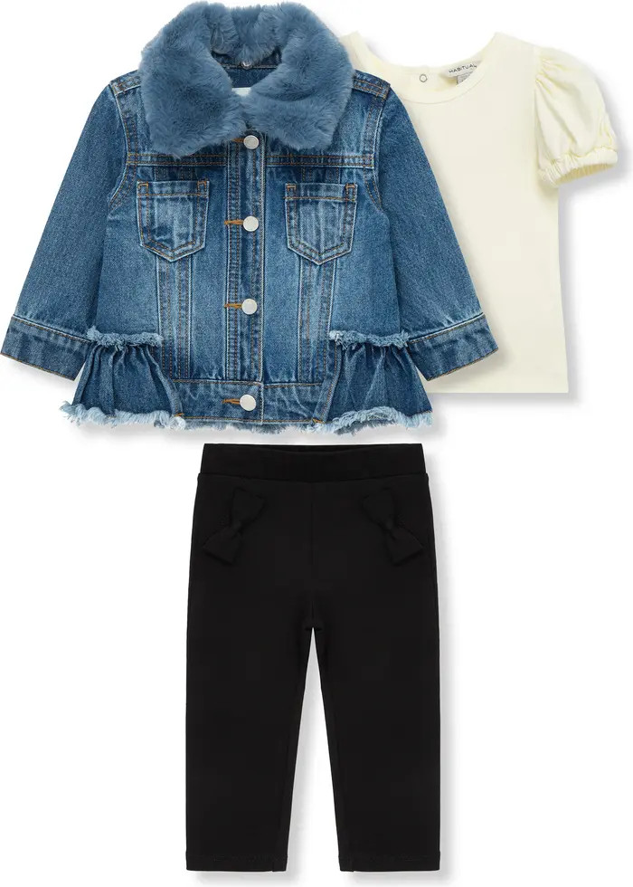 Habitual Kids Denim Jacket, Puff Sleeve T-Shirt & Leggings Set | Nordstrom | Nordstrom