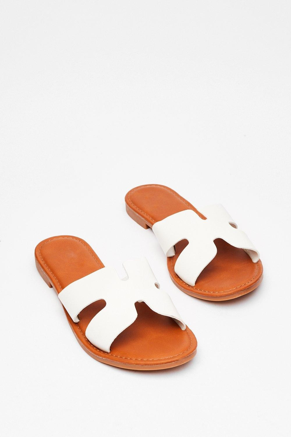 Cut It Out Faux Leather Flat Sandals | NastyGal (UK, IE)