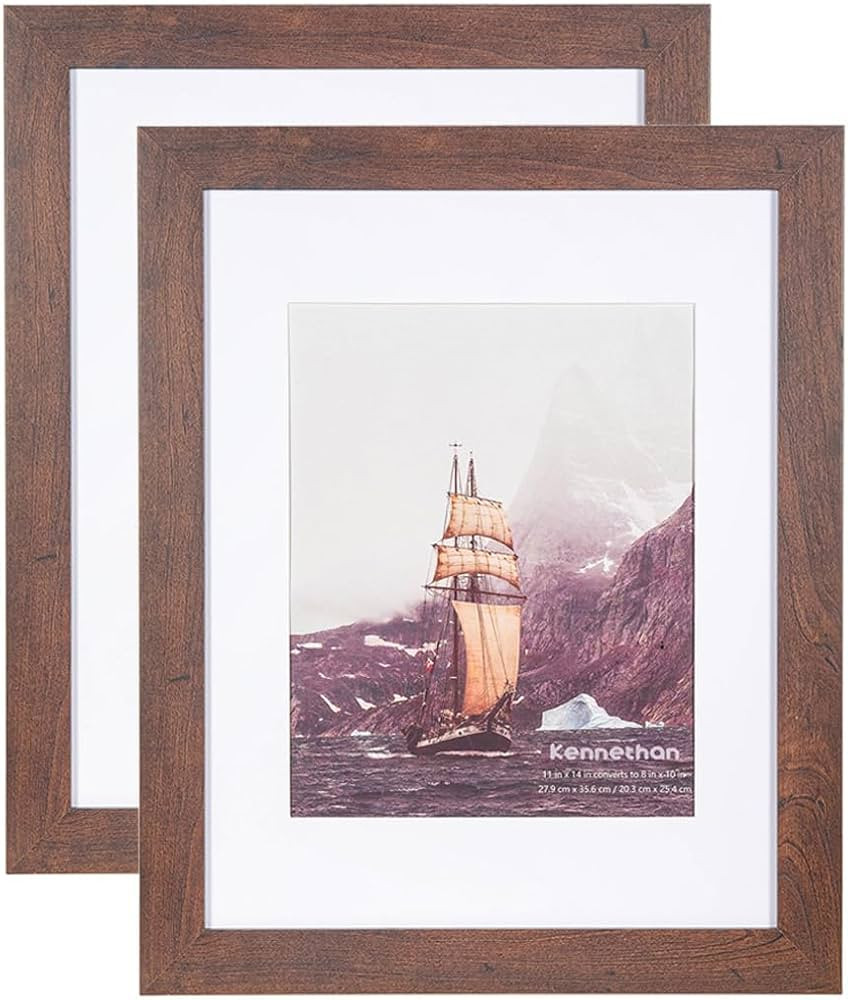 kennethan 11x14 Picture Frame Dark Brown 2 Pcs in 1 set 11x14 Frame can Display 8x10 Picture with... | Amazon (US)