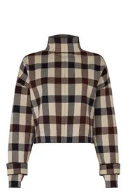 Check Print Funnel Neck Top | Rent the Runway