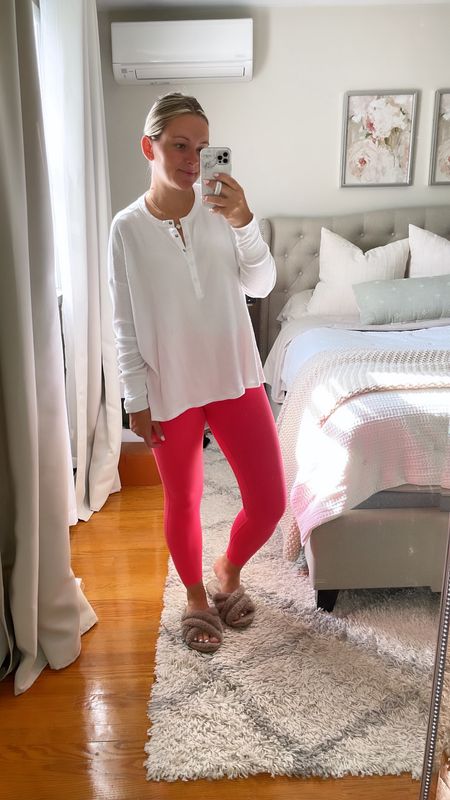 Casual outfits 
Maternity friendly outfits 
Bump outfit 
Lululemon align leggings 
Aerie waffle top

#LTKSeasonal #LTKBump #LTKFamily