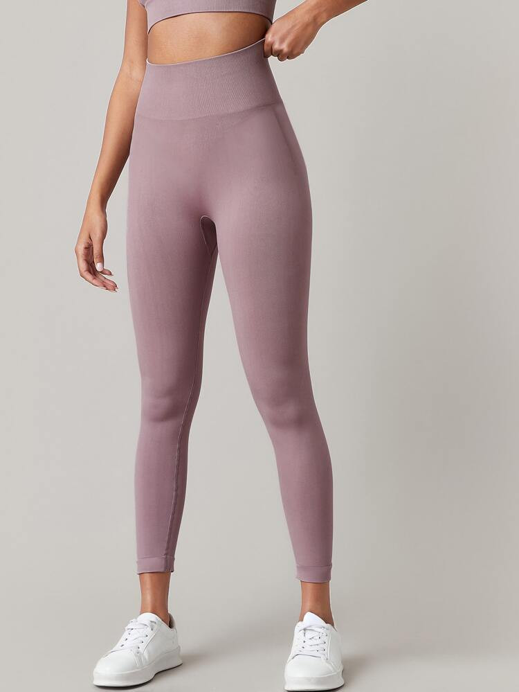 SHEIN BASICS Wideband Waist Crop Sports Leggings | SHEIN