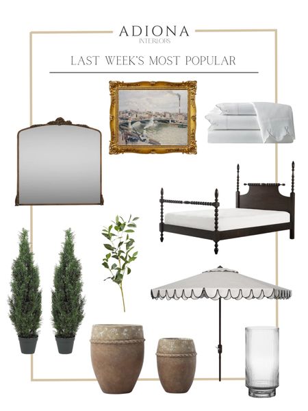 Last weeks most popular product shares 

Vintage art print, landscape art, digital art print, Etsy, ornate mirror, bedsheets, scalloped bed sheets, vintage bed frame, faux outdoor trees, faux topiaries, patio umbrella, drinking glass, planter 

#LTKHome #LTKSaleAlert #LTKSeasonal