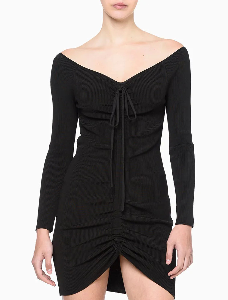 Vestido Manga Longa Ombro A Ombro - Calvin Klein - Loja Online | Calvin Klein (BR)