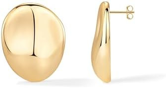 PAVOI 14K Gold Plated Sterling Silver Posts Chunky Vintage Organic Hammered Brushed and Textured ... | Amazon (US)