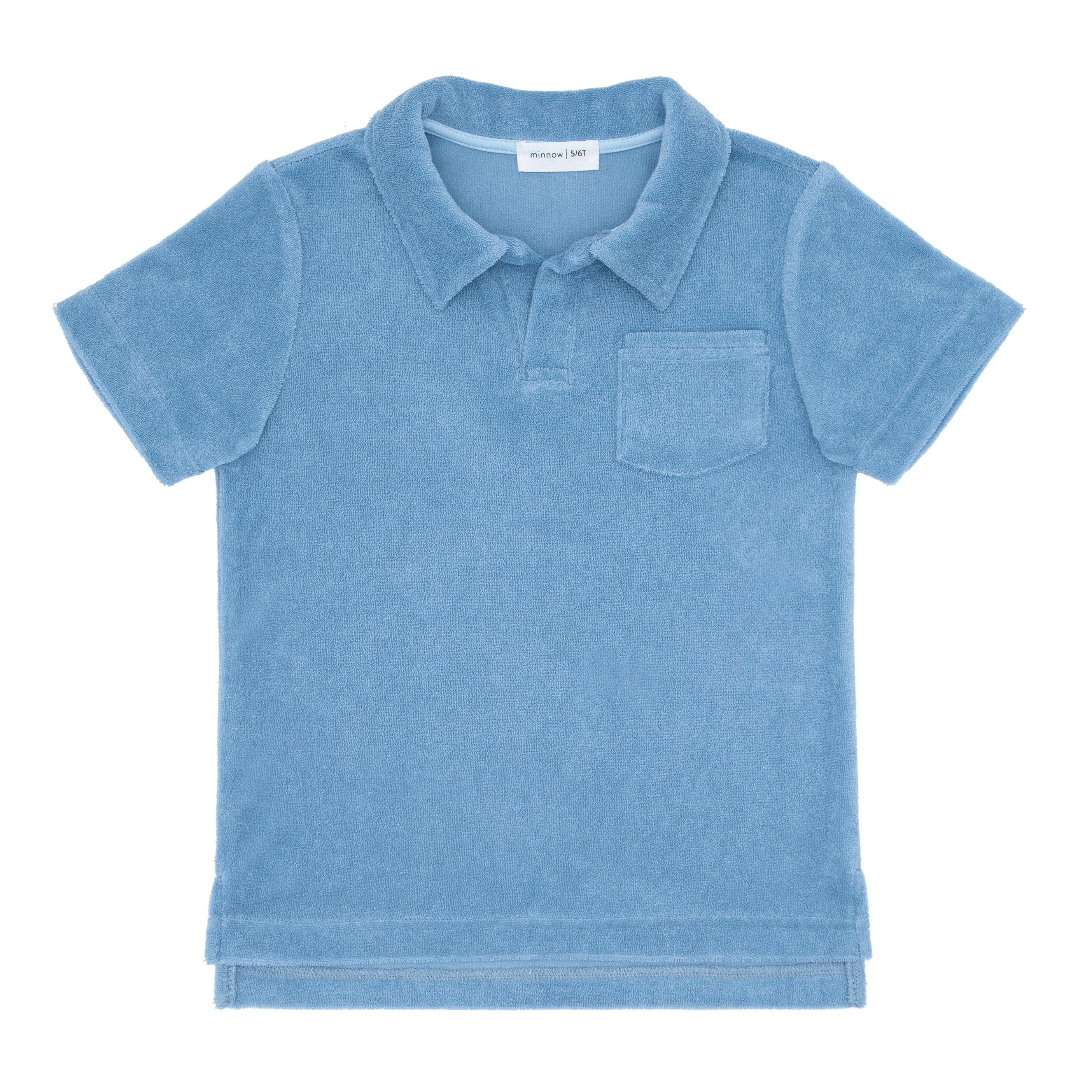 boys freshwater blue french terry polo | minnow