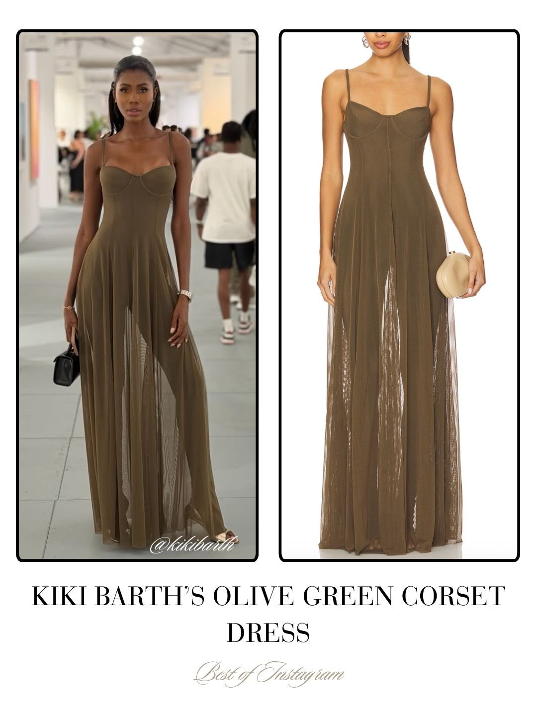 Kiki Barth's Olive Green Corset Dress / Photo: @kikibarth 

 