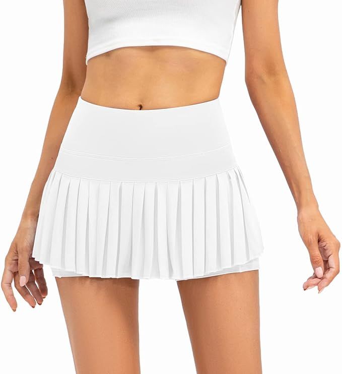 Women Pleated Tennis Skirt High Waisted Golf Athletic Skort Mini Skirts with Shorts Pockets Worko... | Amazon (US)
