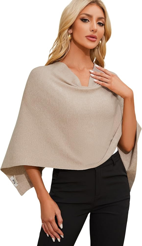 PULI Women's Cropped Poncho Sweater Slim Fit Pull Over Style | Amazon (US)