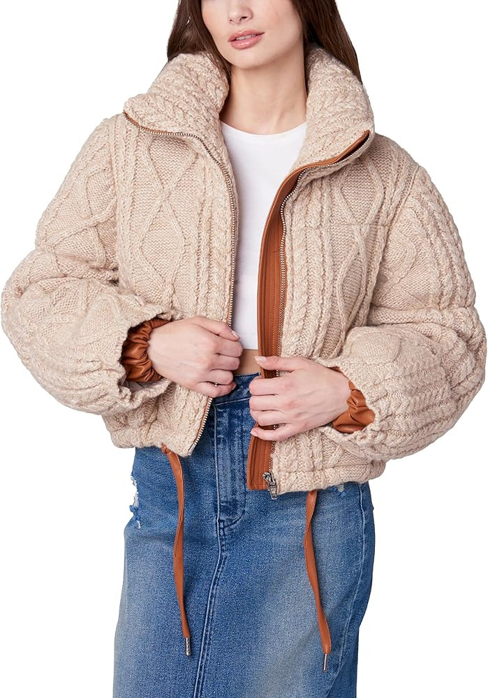 [BLANKNYC] womens Sweater Puffer Hybrid Jacket | Amazon (US)