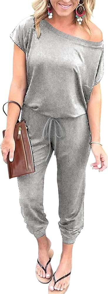 PRETTYGARDEN Jumpsuits for Women 2026 Summer Dressy Off Shoulder Romper Spring Vacation Travel Lo... | Amazon (US)