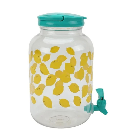 Mainstays 1.2-Gallon Acrylic Lemon Beverage Dispenser, Teal | Walmart (US)