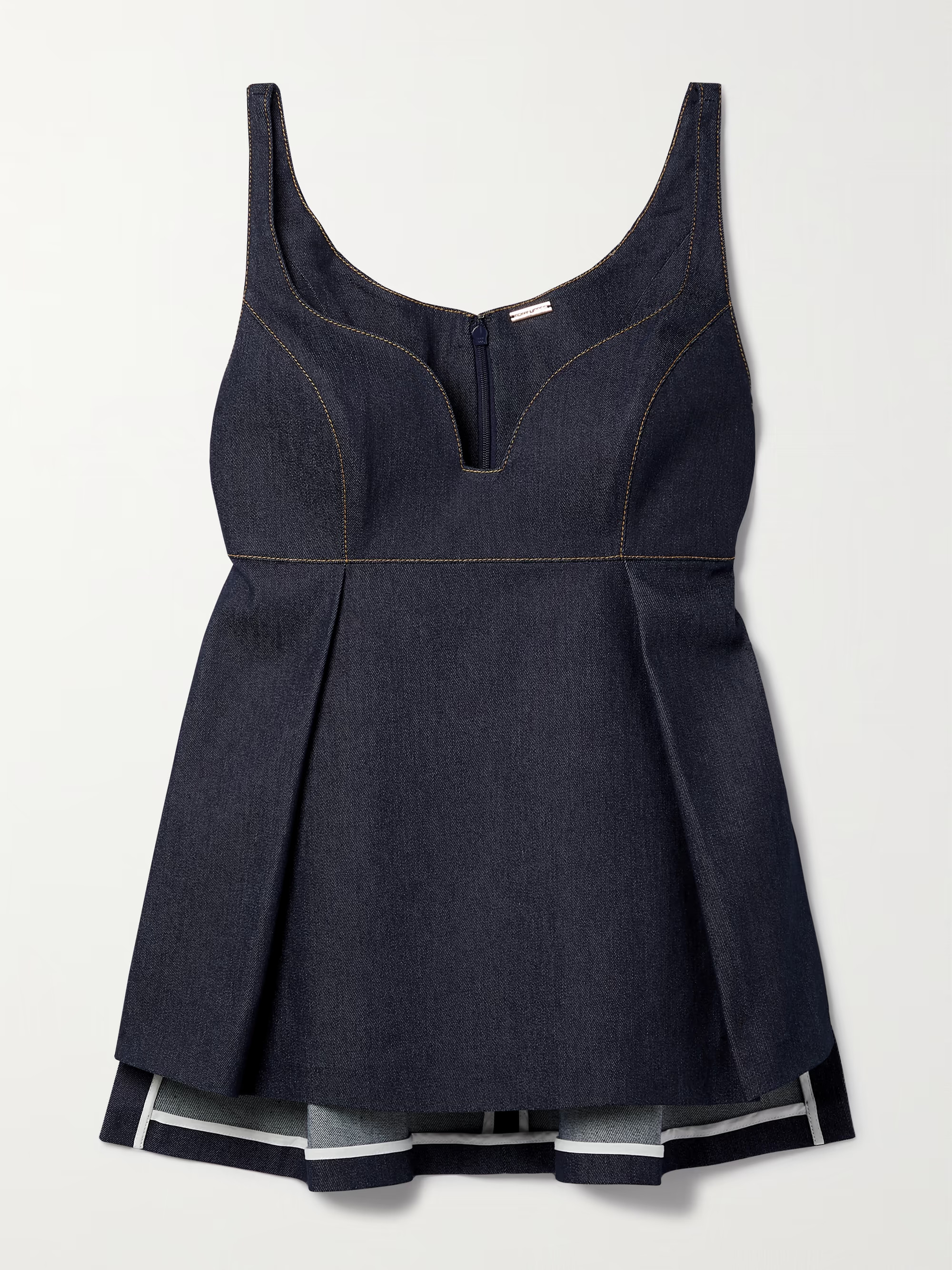 Pleated stretch-denim top | NET-A-PORTER (US)