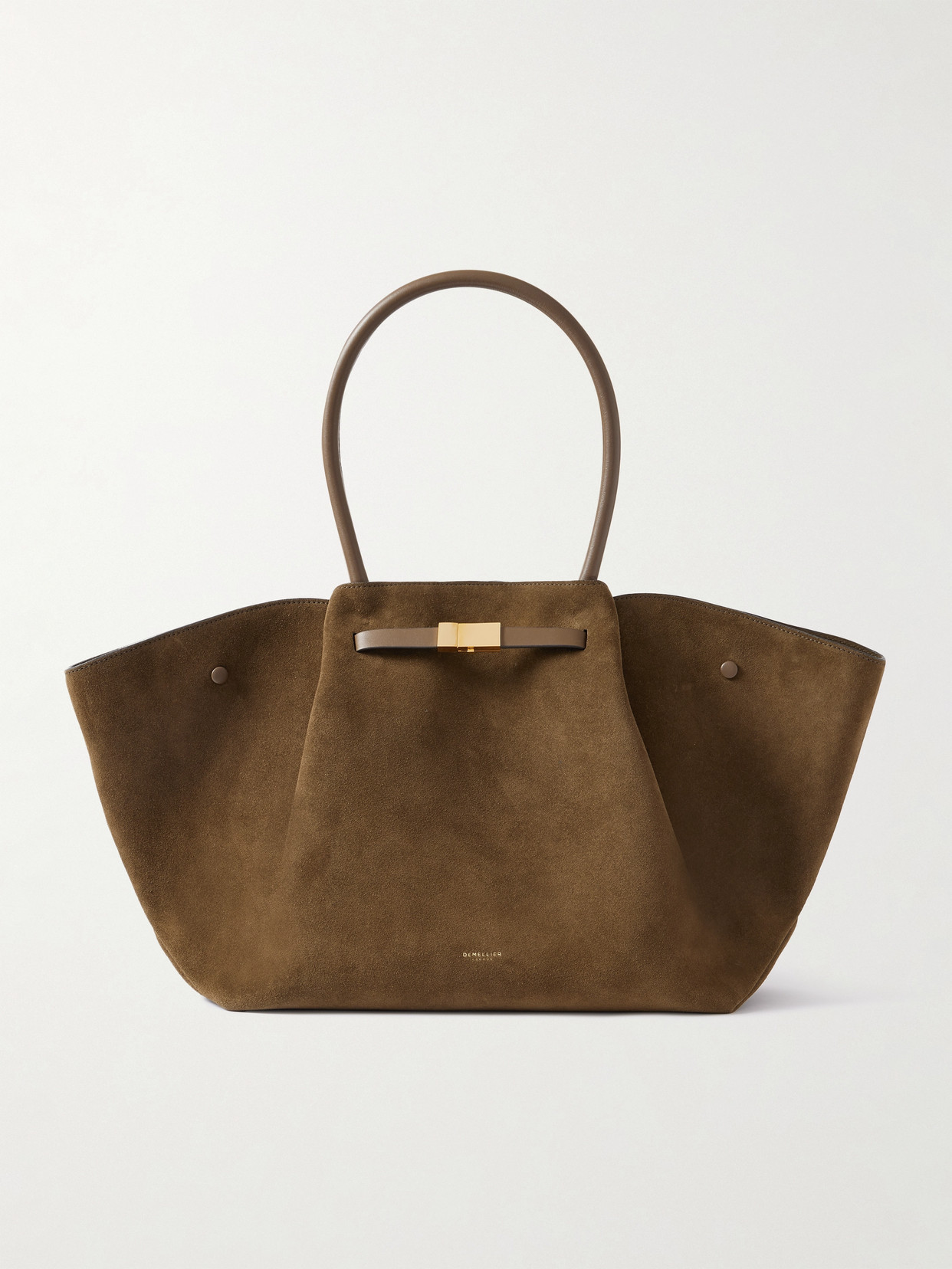 DeMellier - The New York Large Leather-trimmed Suede Tote - Brown | NET-A-PORTER (US)