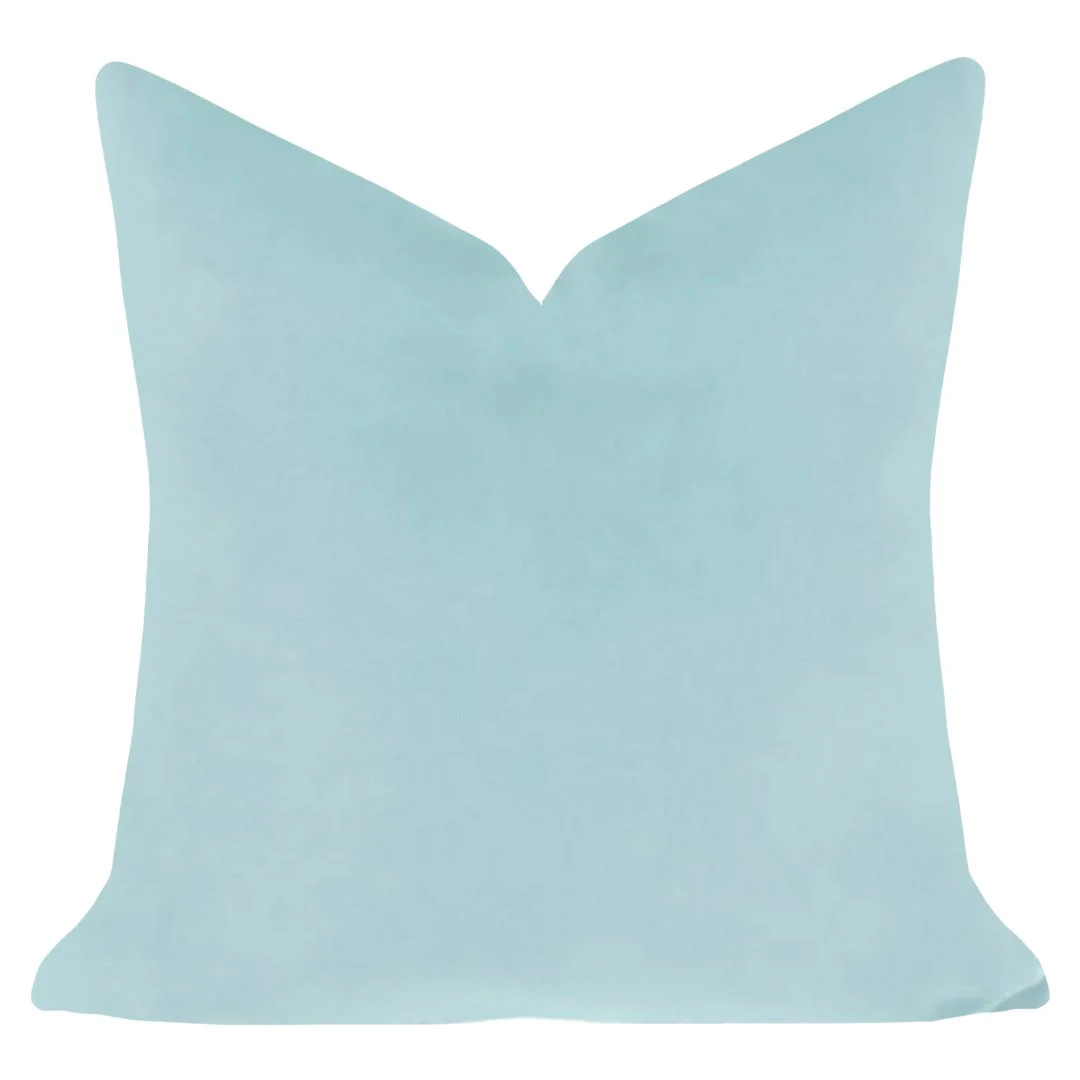 Spa Blue 22x22 Solid Velvet Pillow | Laura Park Designs