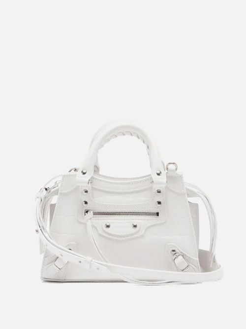 Balenciaga - Neo Classic City Crocodile-effect Leather Bag - Womens - White | Matches (US)