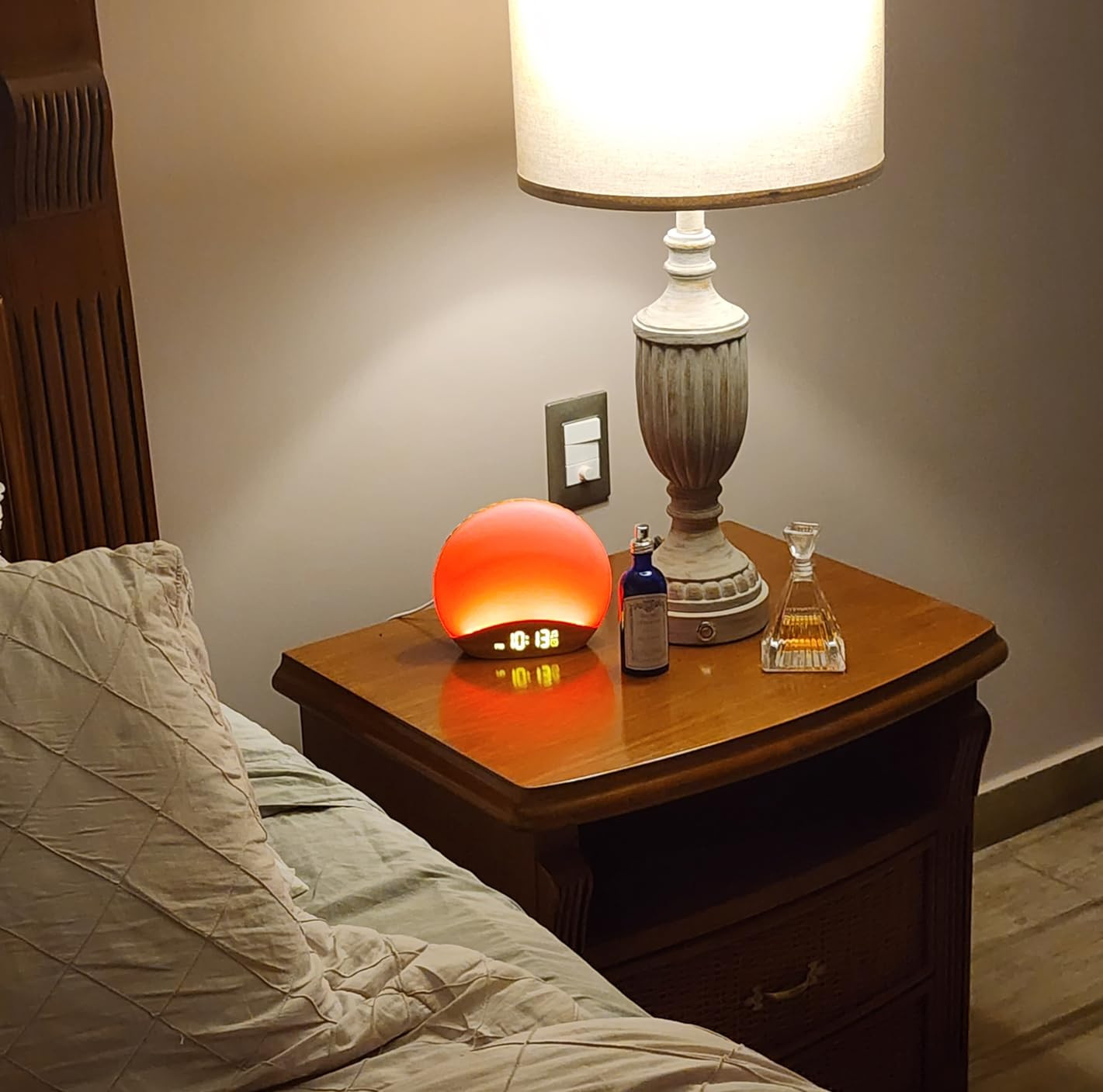 REACHER Wood Grain Sunrise Alarm Clock and Sound Machine Nightlight, Digital Dimmable Clock for B... | Amazon (US)