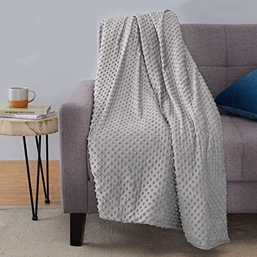 Amazon Basics Weighted Blanket with Minky Duvet Cover - 12lb, 48x72", Dark Grey/Grey | Amazon (US)