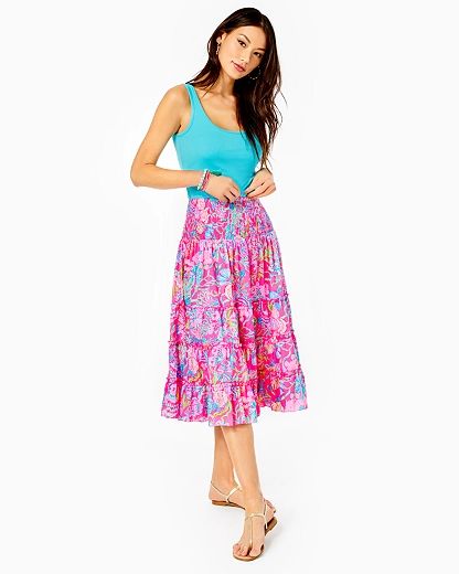 Women's Deavan Midi Skirt Size Medium, Shell Me Something Good - Lilly Pulitzer | Lilly Pulitzer