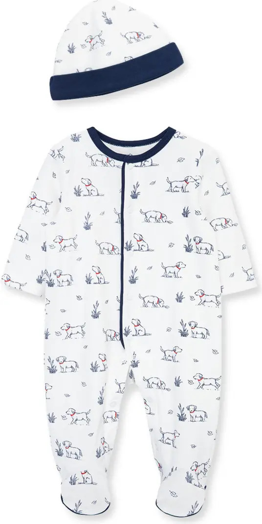 Puppy Walk Cotton Footie & Hat Set | Nordstrom