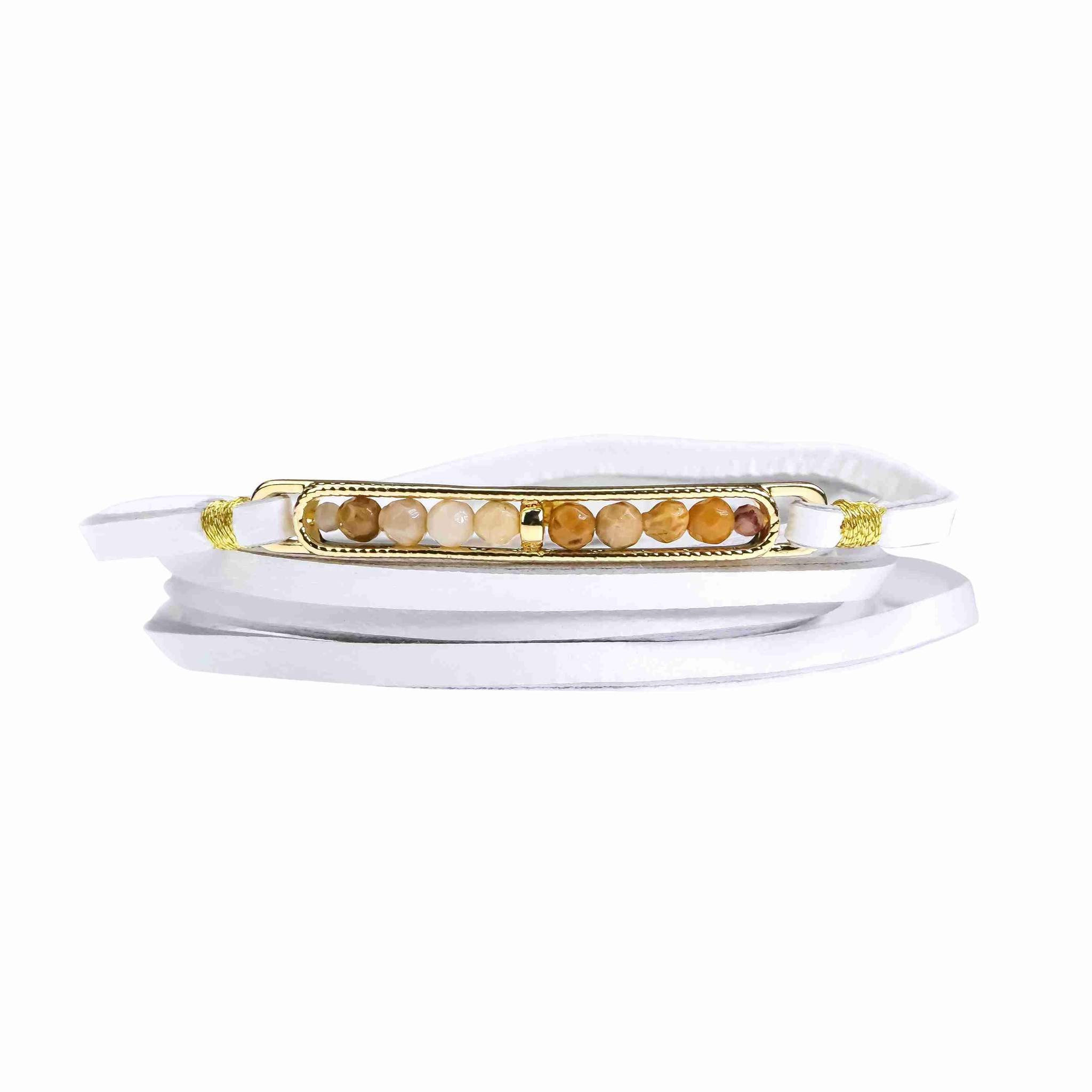 Agate and Gold Multi Wrap on White | Victoria Emerson