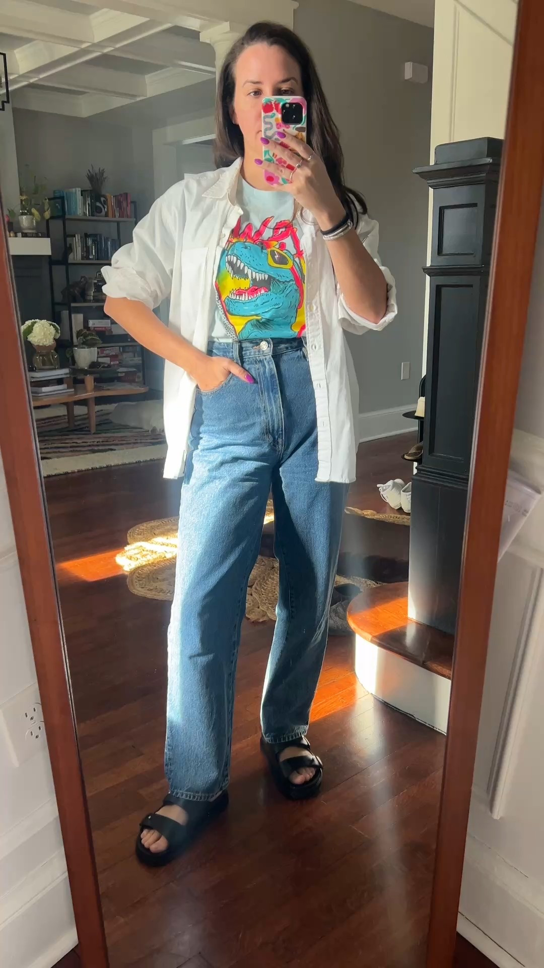 Jenni Kayne sandals. Sandals. Leather sandals. Gap oversized shirt. Casual outfit. 

#LTKFindsUnder100 #LTKWatchNow #LTKShoeCrush