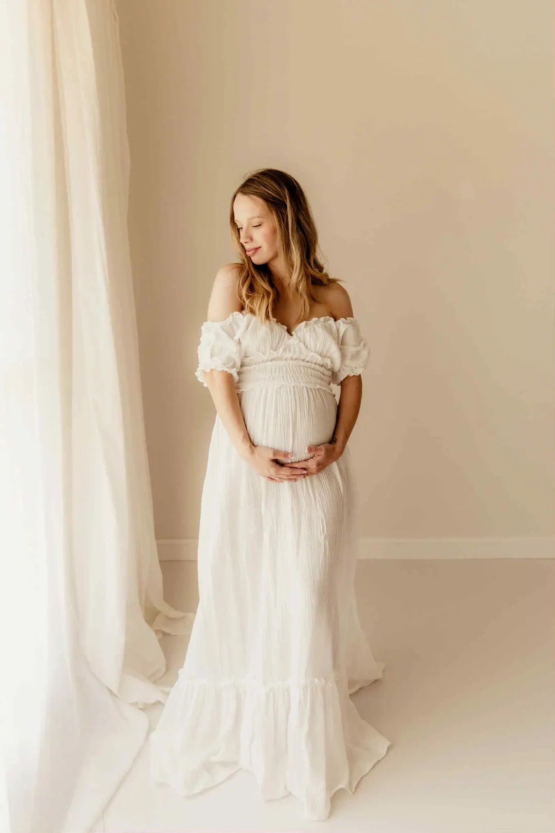 White Maternity Wedding Dress for Photoshoot, Bohemian Pregnancy Dress for Baby Shower, Bride Pho... | Etsy (Global)