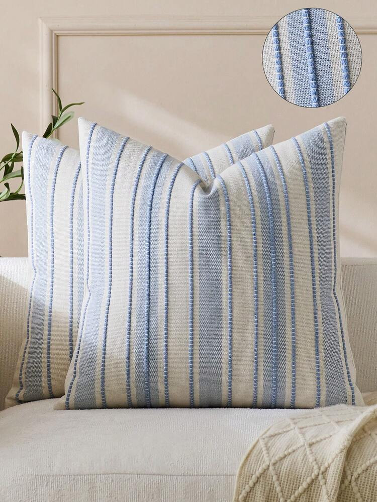 1pc Woven Wide Stripe Decorative Throw Pillow Cover, Casual Home Decor | SHEIN