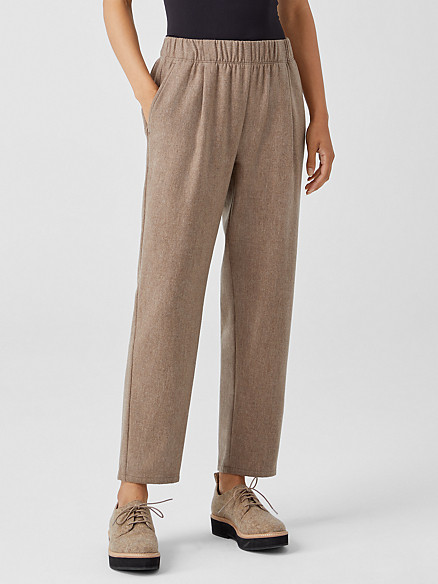 Soft Wool Flannel Pleated Tapered Pant | Eileen Fisher