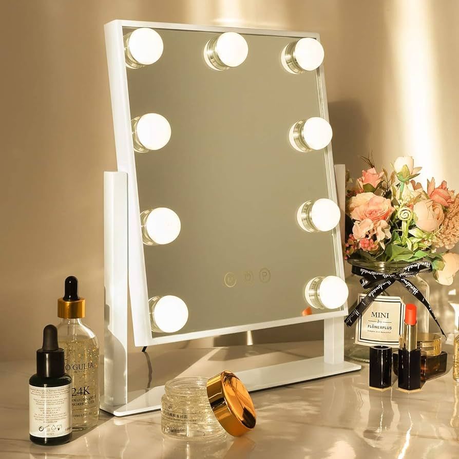 Hansong Vanity Mirror with Lights Lighted Makeup Mirror with 9 LED Bulbs Plug in Light Up Makeup ... | Amazon (US)