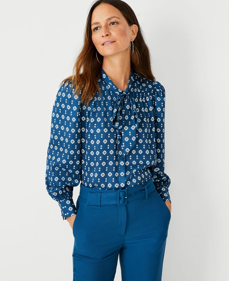 Petite Mystic Floral Bow Tie Blouse | Ann Taylor (US)