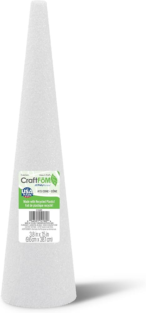 FloraCraft CraftFōM Cone 3.8 Inch x 15 Inch White | Amazon (US)