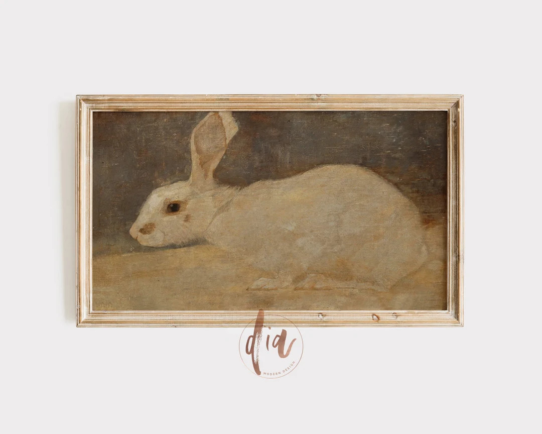 Samsung Frame TV Art, White Rabbit Painting, Vintage Bunny Print, Easter TV Art, Digital Download... | Etsy (US)