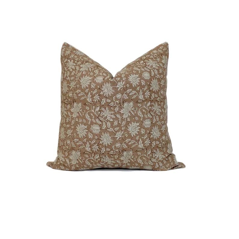 Savannah Designer Pillow Cover, Rust Floral Pillow, Blush Floral Pillow, High End Throw Pillow, B... | Etsy (US)