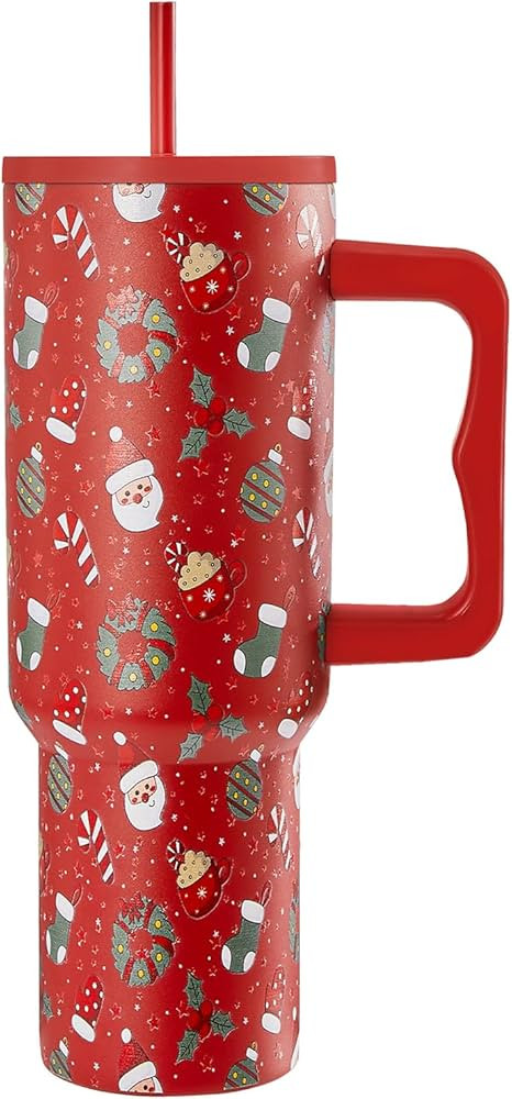 40 oz Christmas Insulated Tumbler with Handle and lid, Vacuum Triple Walled Stainless Steel Trave... | Amazon (US)