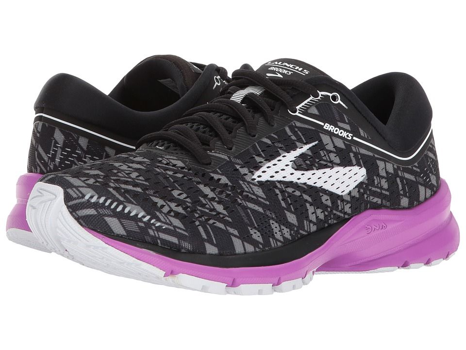 Brooks - Launch 5 (Black/Purple/Print) Women's Running Shoes | Zappos