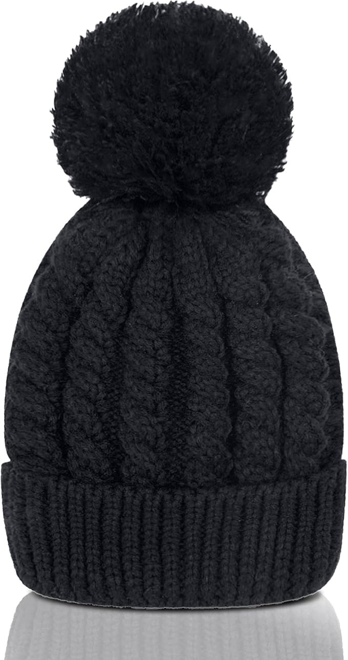Women's Winter Beanie Warm Fleece Lining - Thick Slouchy Cable Knit Skull Hat Ski Cap | Amazon (US)