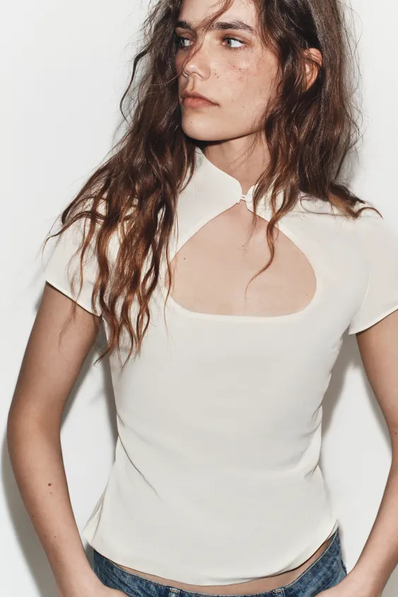 STAND COLLAR TOP WITH OPENING | Zara UK
