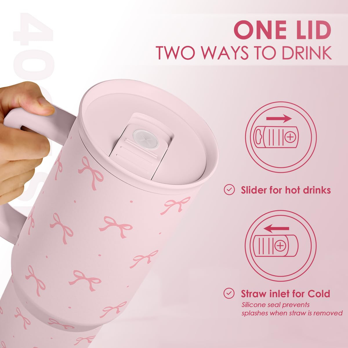Gift for Women Girls - Coquette Bow Stainless Steel Tumbler with Handle, Travel Coffee Mug - Gift... | Amazon (US)