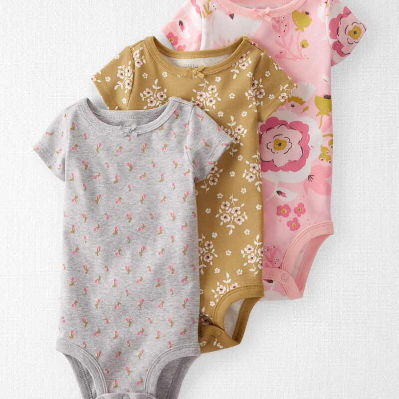 3-Pack Organic Cotton Rib Bodysuits | Carter's